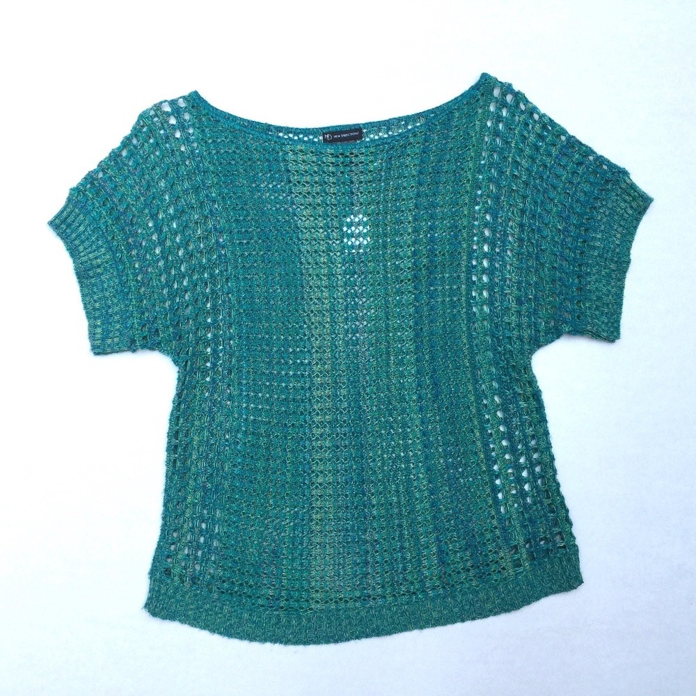 Open  stitch sweater top teal green